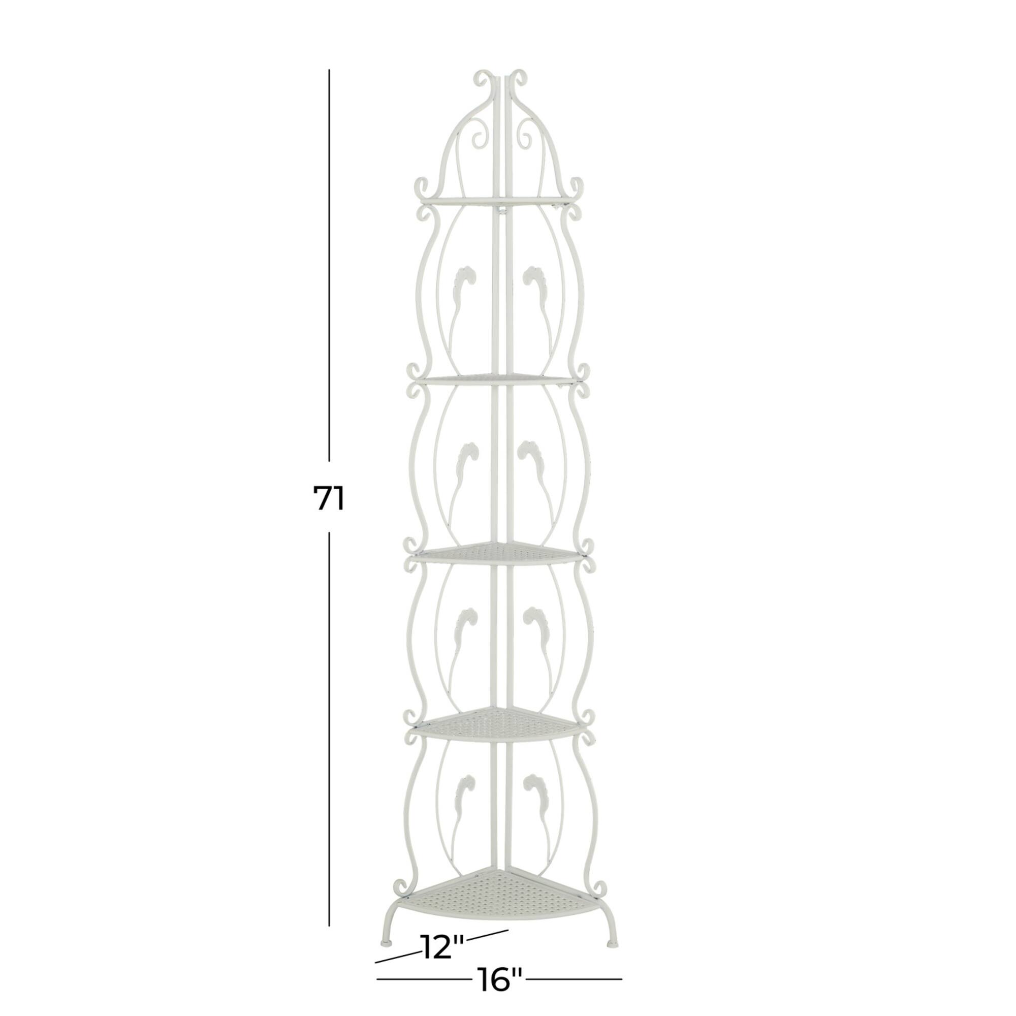White Iron French Country Bakers Rack, 71" x 16" x 12"